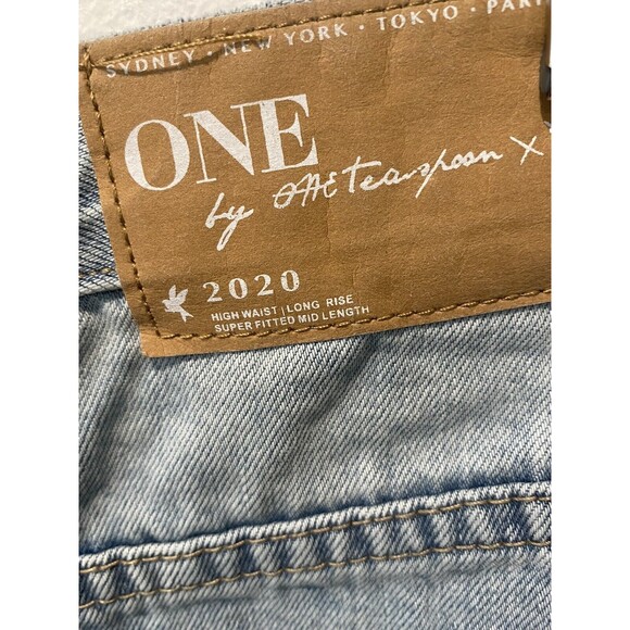 One Teaspoon 2020 High Waist Denim Distressed Destroyed Mini Jean Skirt Size 25 - Picture 9 of 10